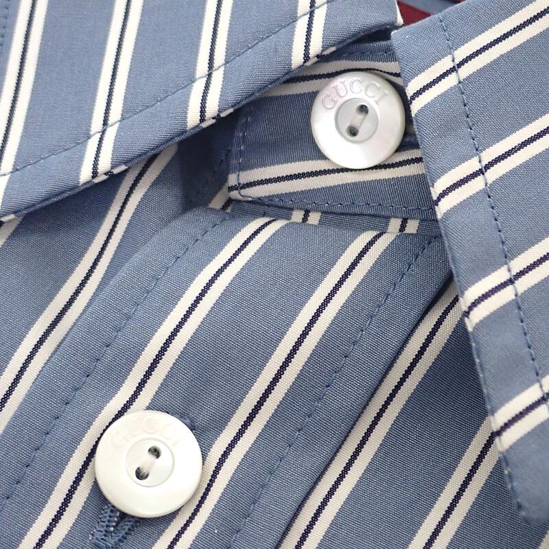 Gucci 814715 46 Long Sleeve Shirt Blue Cotton Mens