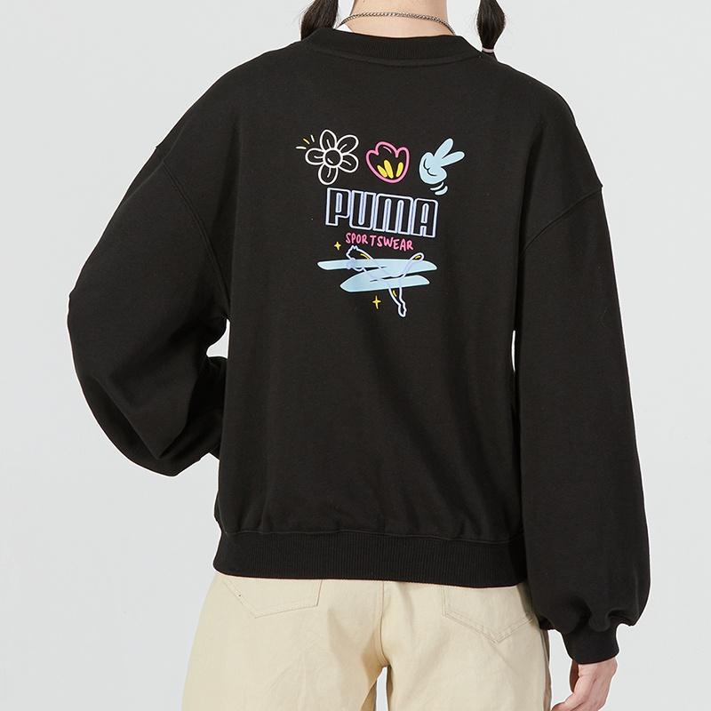 (WMNS) PUMA Graphic Sweatshirt 'Black' Women's 537518-01