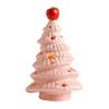 Lighted Ceramic Christmas Tree Small Xmas Tree Figurine with Fruit Tree Topper Holiday Tabletop Centerpiece for Home Mantel Shelf Fireplace Decor