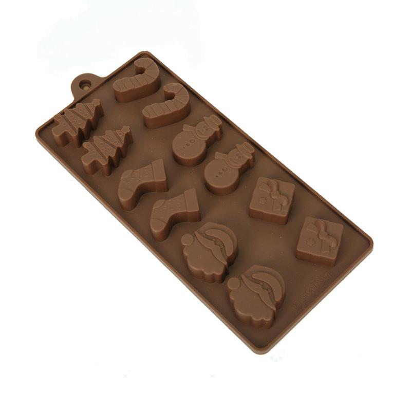 3D Christmas Chocolate Mold Snowman Socks Christmas Trees Silicone Cake Mould Candy Cookies DIY Make Chocolate Candy Tool
