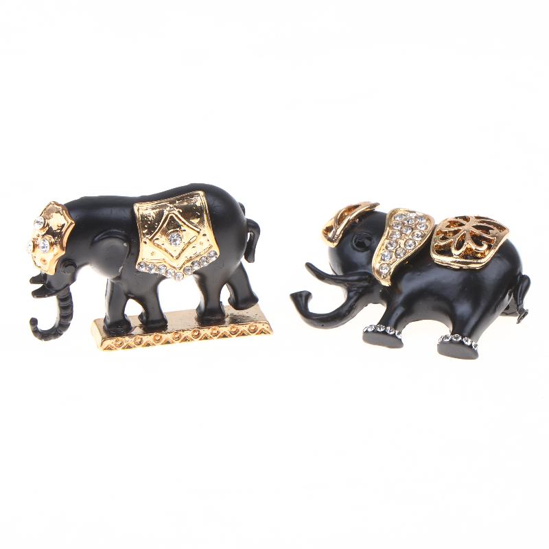 Black Gold Retro Elephant Brooch Set Shiny Rhinestone Inlaid Exquisite Craft for Women Hat Bag Decoration Jewelry Gift