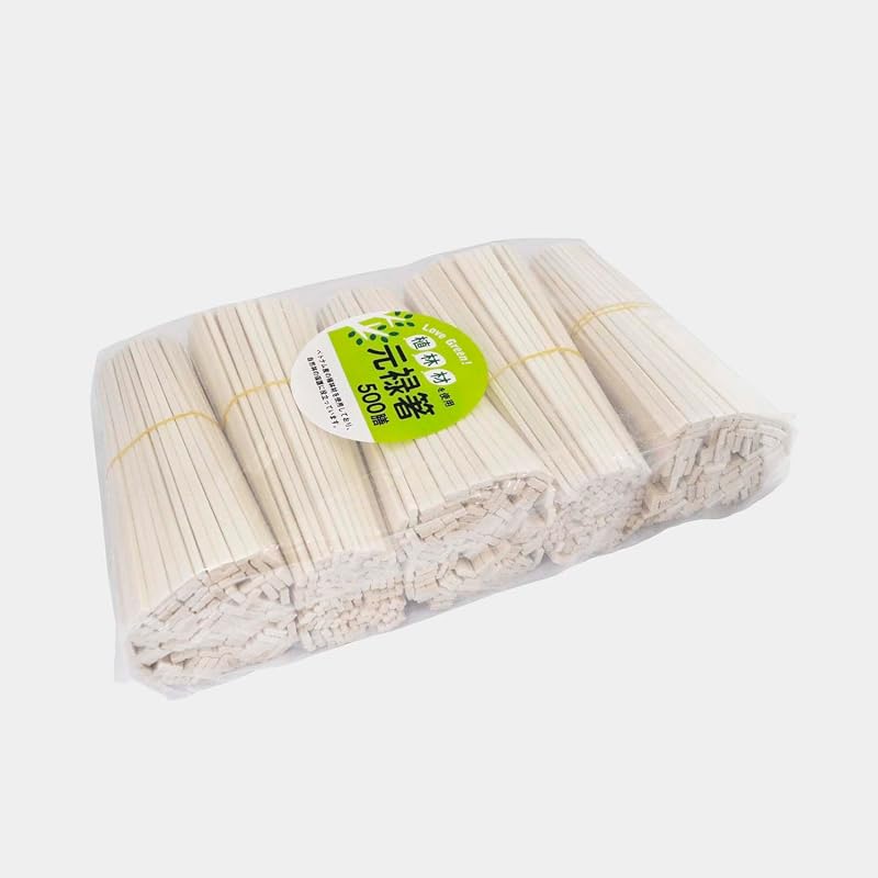 Yamato Bussan Love Green! Commercial-use disposable chopsticks, Genroku style, unbleached, grooved for easy splitting, made from plantation wood,
