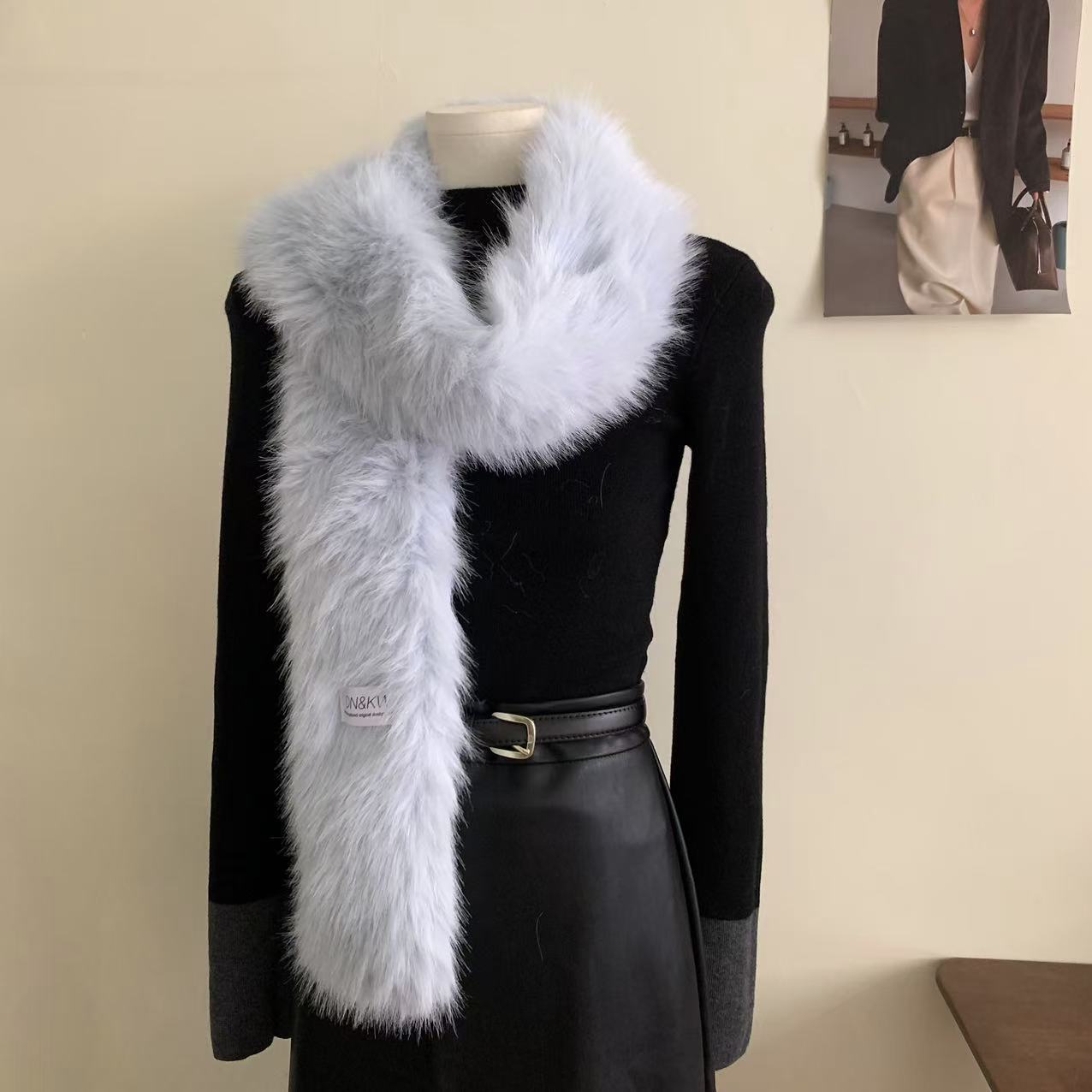 

Women S Winter Warm Shiny Mink Knitted Scarf Fashion Plush Thickened Scarf Lady Blanket Solid Color Scarves One Size