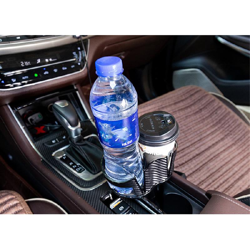 Multifunctional Black Carbon Fiber Color Car Storage Box Cup Holder Organizer X1