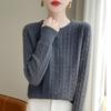 Dámský pletený kardigan s kulatým výstřihem Andy Cashmere Sweater Coat - Podzim 2025, Korejský styl