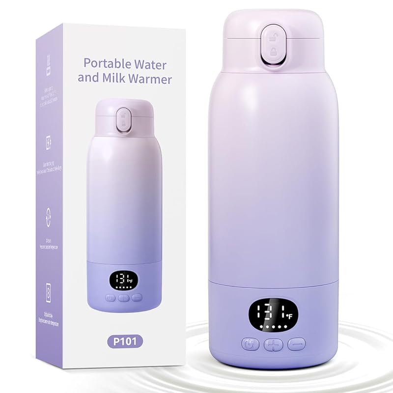 Portable Bottle Warmer 17oz Bottle Warmer for Breast Milk Formula & Water, Fast Heating, Long Battery Life & Large Capacity, Suitable for Baby