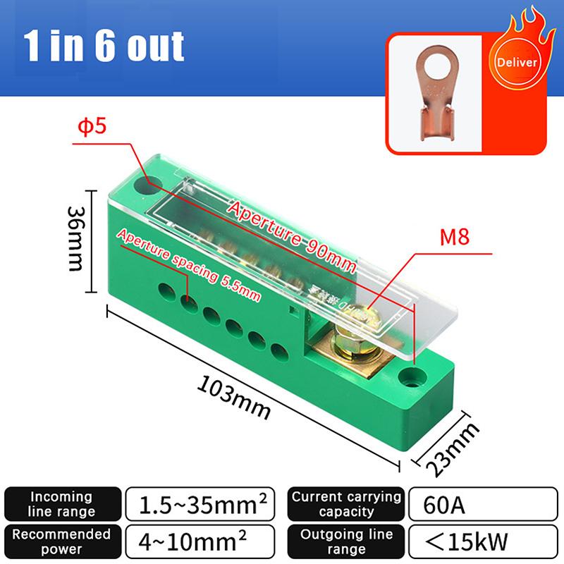 Unipolar Splitter Junction Box 1 In 4/6/10/12 Out Retardant Metering Cabinet Wire Terminal Block Retardant Flame Retar Parts