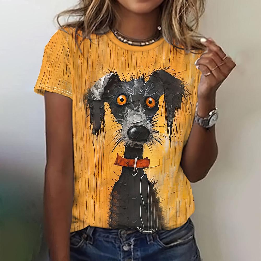 Fashion Animal Graphic Women's T-Shirt Funny Kawaii Animal Print T-Shirt Causal O-Neck Short Sleeve Tops Summer Woman Clothing