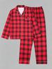 Women's Red Plaid Pajama Set - European & American Style, Long Sleeve, Autumn/Winter 2026 Christmas Edition.