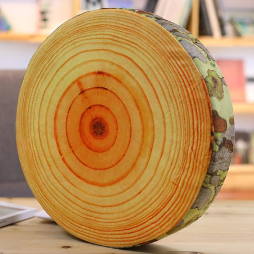 

3D Tree Trunk Cushion Natural Wood Design Decorative Round Log Cushion Cylinder Shape Soft Chair Cushion Bedroom Living Room