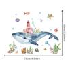 Undersea Whale Wall Stickers for Children Rooms Decor Cartoon Lighthouse PVC Decals Home Decoration Art Murals One Piece