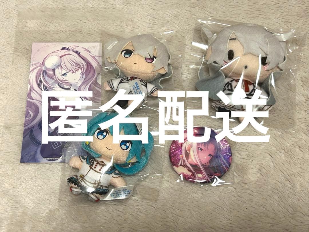 [USED] Hatsune Miku Petit Plushie, Fluffy, Can Badge, Animate Bonus Item, Nigo, Nigo Miku