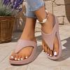 New Women's Platform Sandals Slip-On Thick Sole Mid-Heel Thong Slippers - PVC Breathable Summer Casual Beach Shoes for Daily Wear & Vacations