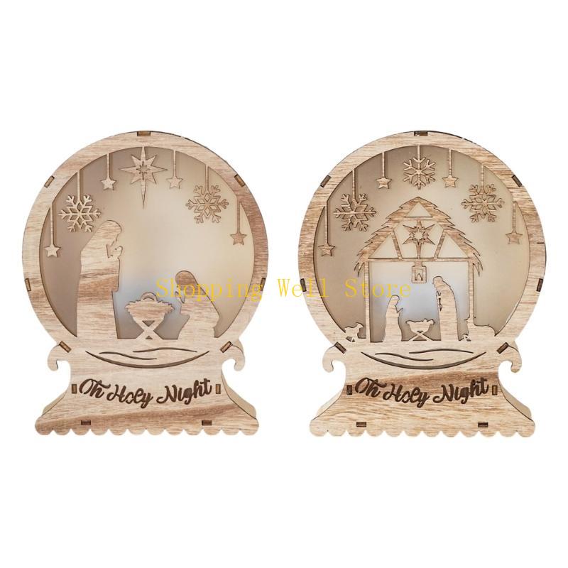 KX4B Nativity Scene LED Light Decoration Winter Holiday Party Centerpieces