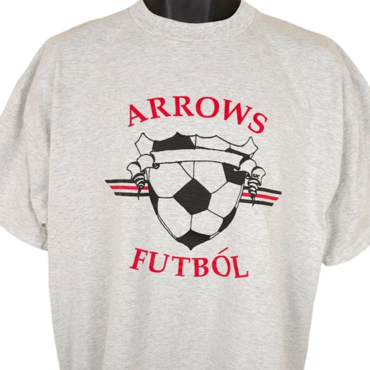 

Vintage Arrows Futbol 100% Cotton T-shirt Mens Tees Top Mens Size XL Gray 90s Y2K Soccer L