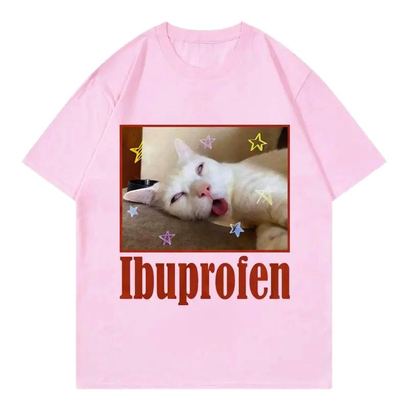 

Ibuprofen Funny Cat Meme Graphic printed T Shirts Women Clothing Fashion Cute Short Sleeve Tshirt Summer Casual Women Tshirts 4XL