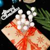 100/5pcs Artificial White Holly Berries Stems Berry Picks for DIY Xmas Wreath Floral Arrangements Winter Holiday Xmas Tree Decor
