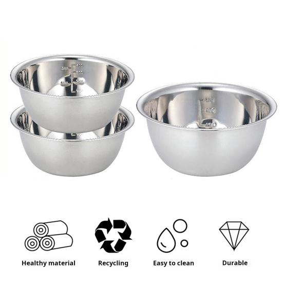 5Pcs Stainless Steel Mixing Bowls Set Food Grade BPA Free Polished Surface Thickened Multi-Functional Large Soup Basins