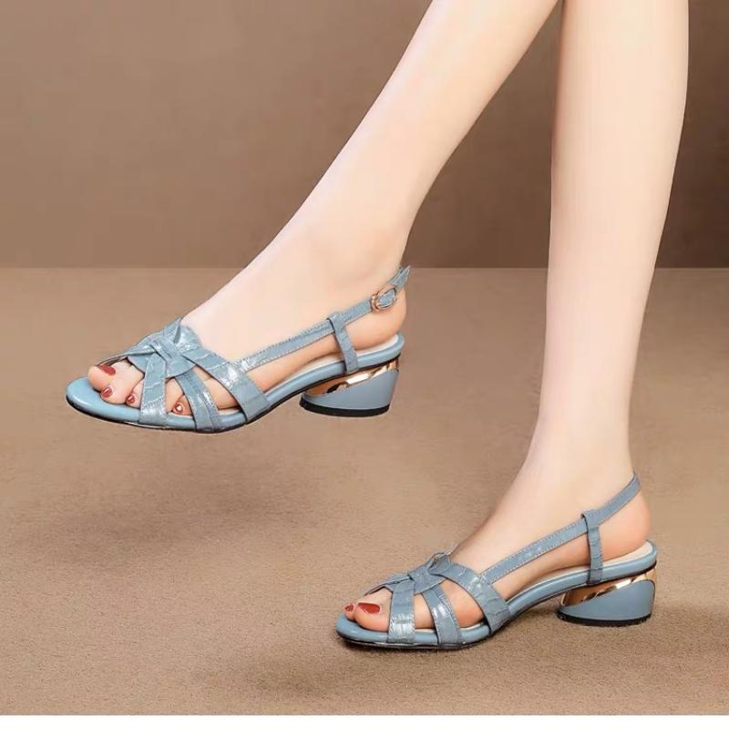 Sandalias de mujer de moda, zapatos de verano 2024, estilo cuñas, hebilla, correa, tacones altos, zapatos sin cordones para mujer, sandalias de trabajo de oficina para mujer