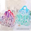 Korean Floral Transparent Waterproof Makeup & Toiletry Bag | Women's Portable Shower Storage