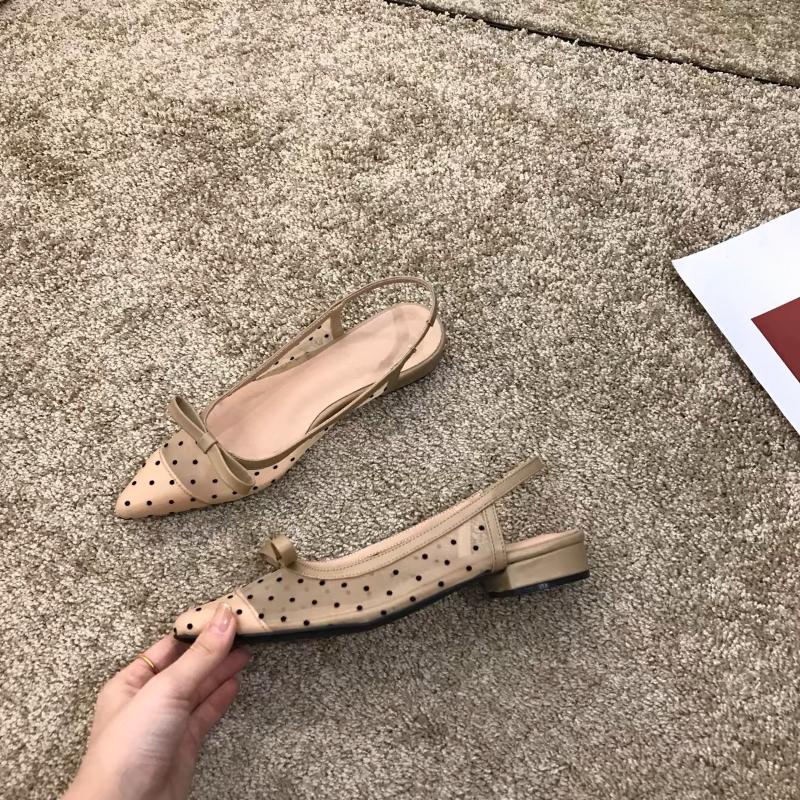 Fashion 2025 New Sandals Women Flat Baotou  Mesh Breathable Bow-knot Sandalias Fashion Summer Low Heels Pointed Shoes Female