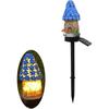 Solar Resin House Cute Figurine Ground Stake Light, Mushroom House Decor Garden Decorative for Outside Lawn Walkway Patio Yard(Blue Tree House)