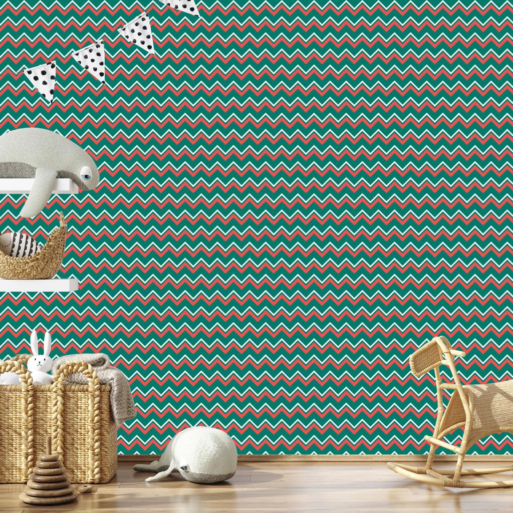 Sea Zigzag and Brown Wallpaper for Living Room and Bedroom 50x1000