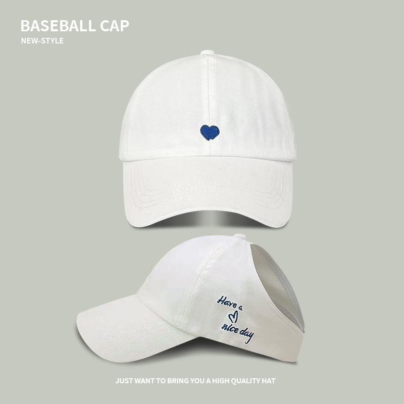 College style sweet and cool love embroidery ponytail empty top hat summer outdoor shading baseball cap student sports cap