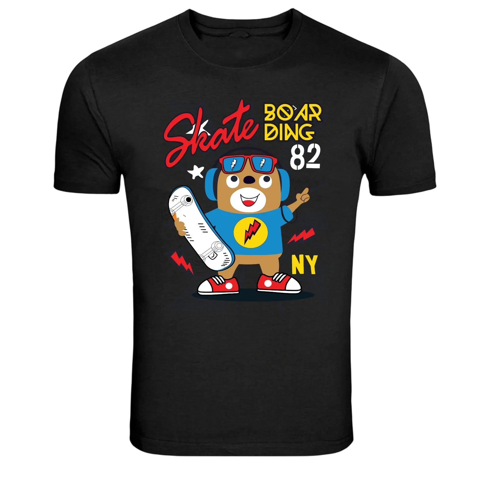 Скейтбординг 82 NY Мультяшный Скейтбордист Графическая Футболка L