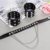 Pu Leather Nail Buckle Inlaid Bracelet Cuff Set Gothic Rivet Collar Wristband Puck Accessories For Men And Women Rock