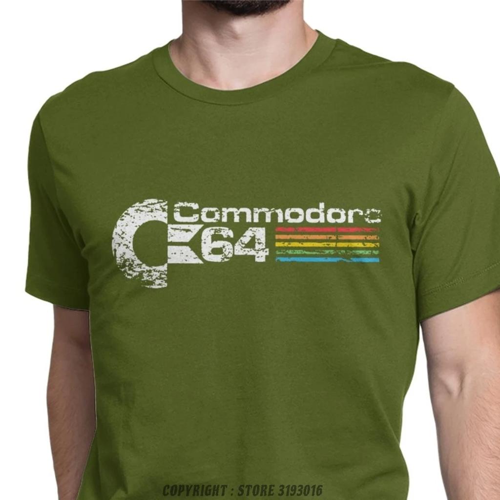 Retro Commodore 64 Koszulki T-shirt Nowe Czysta Bawełna Koszulki C64 Amiga Komputerowy Geek Nerd Koszulki 3D Dekolt O Koszulki