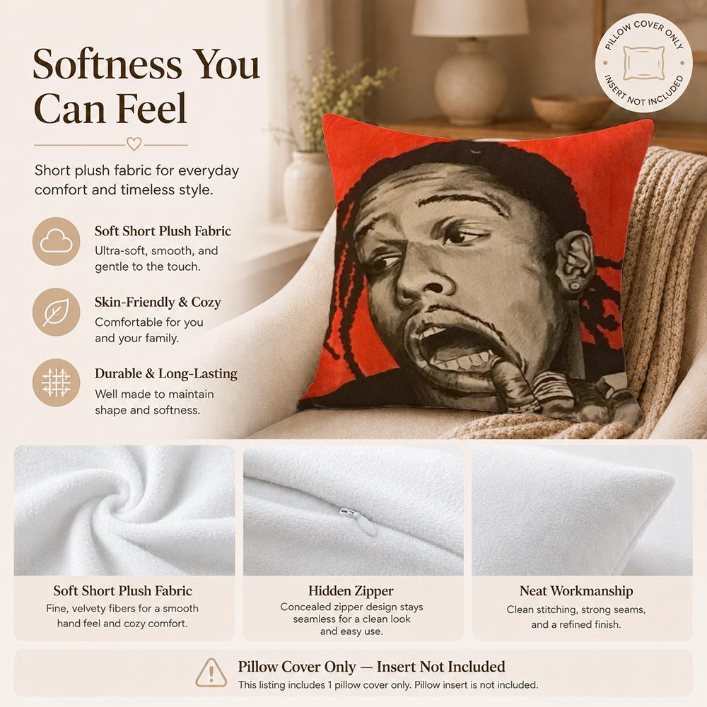 Rapper A‑A$AP Rocky Cushion Cover Double-Sided Printed Pillow Cover Hypoallergenic Dust-Mite Proof