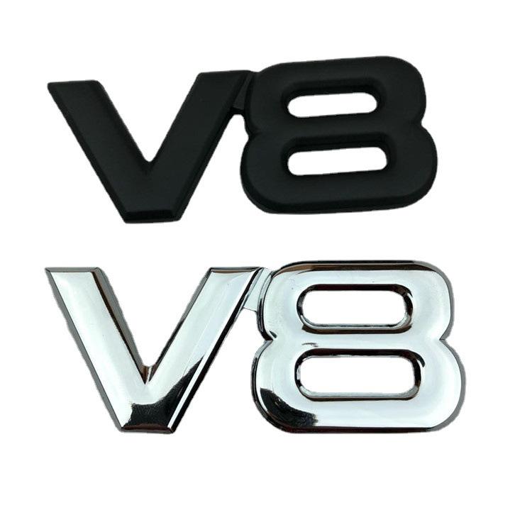 3D odznak V8 pro vozy Toyota a Volkswagen - Galvanicky pokovená kovová nálepka na zadní část