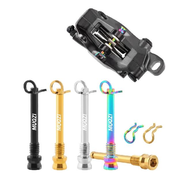 MUQZI 2pcs Titanium Bolts Bicycle Disc Brakes Caliper Lightweight Mounting Screws Road MTB Disc Brake Pad Bolts with Fixing Clip