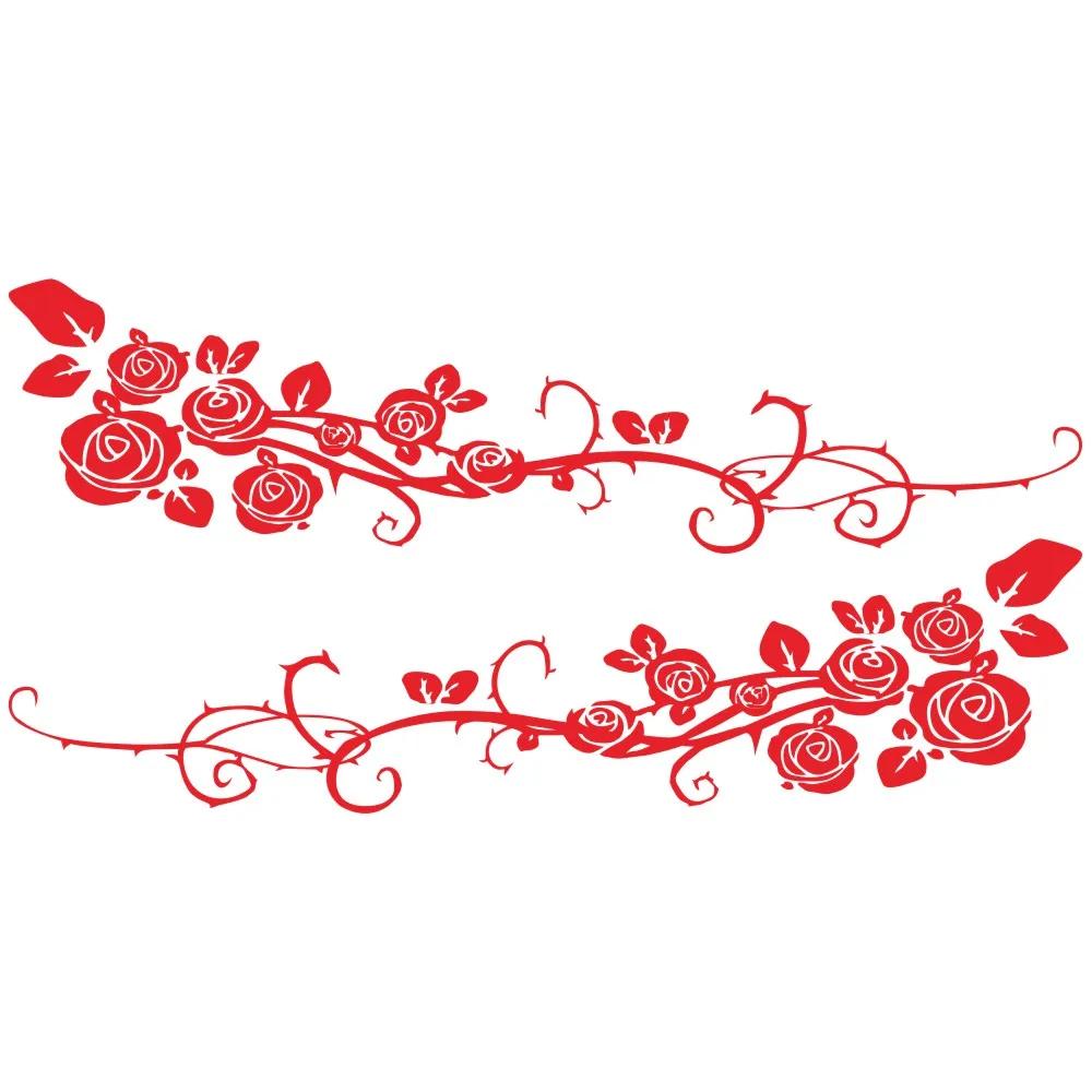 2pcs/lot 2Sides Door Vinyl Car Sticker Art Design Floral Pattern Stylish Decoration Modified Rose Flower Vine Car Decal Stickers