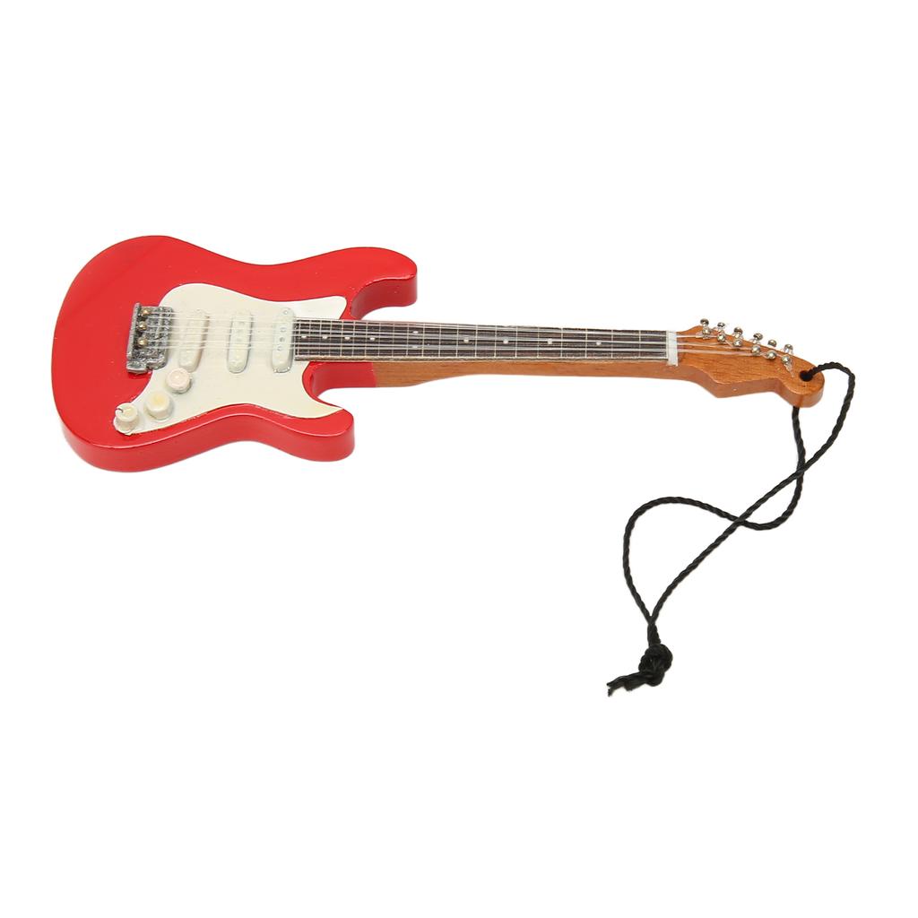Miniature Guitar Model Simulation Innovative Wooden Electric Guitar Model with Hanging Rope for Presents Decor 01