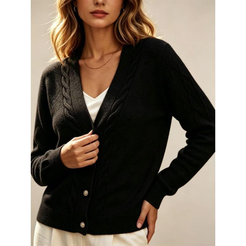Women S Loose V Neck Long Sleeve Knit Cardigan Chic Lazy Style
