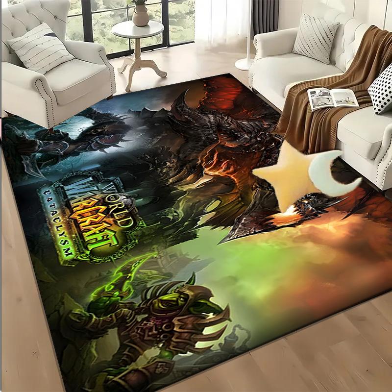 1PC Dragon's Fiery Warcraft Game Floor Mat for Living Room, Game Rooms, Office, Bedroom, Office Floor Mat Playful Design, Christmas Fan Gifts