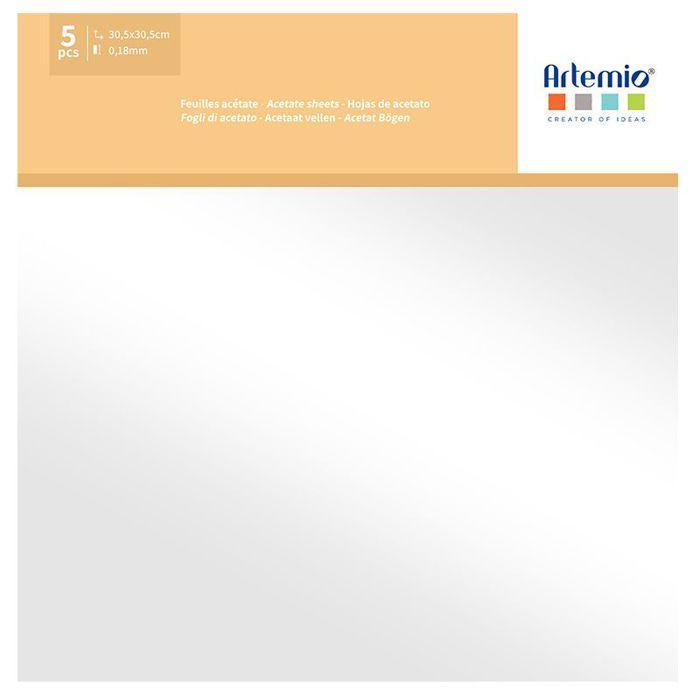 5 feuilles de papier acétate transparent 30,5 x 30,5 cm