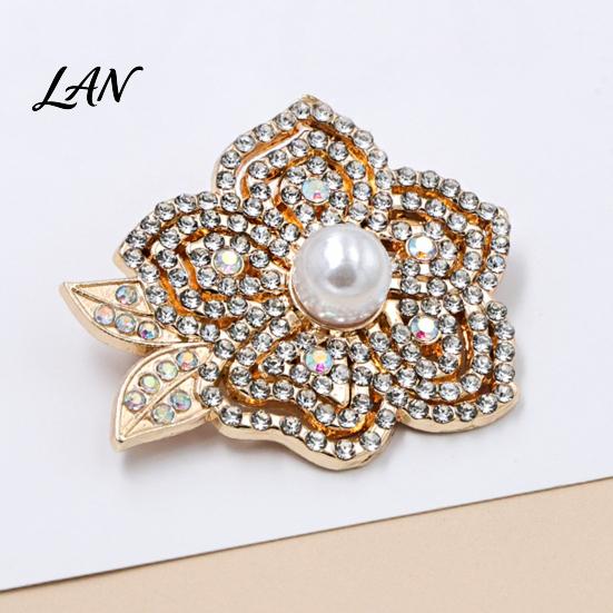 Decorative Flower Pin Faux Pearl Rhinestone Brooch, Women Girls Retro Floral Lapel Non-fading Pin, Badge for Clothes Bag Hat Scarf Suits Secure Clasp