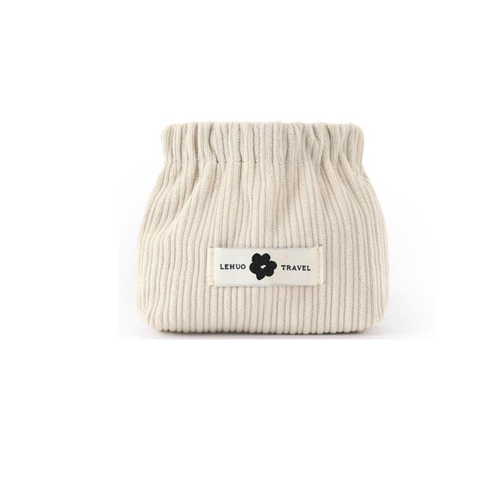 

Mini Shrapnel Bag Corduroy Change Storage Bag Fashion Cosmetic Bag Girl білий