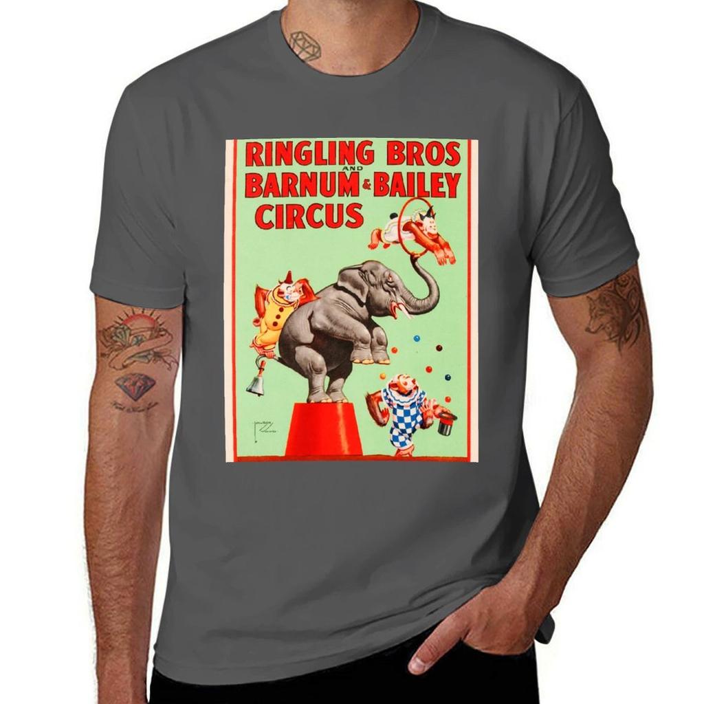 Ringling Bros Barnum  Bailey CIRCUS ACROBATIC WILD ANIMALS Show Lithograph Poster TShirt Performance Workout Short Sleeve Tee