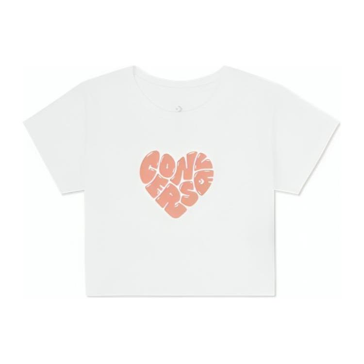 (WMNS) Converse Colourful Heart T-Shirt Asia Sizing  White  Women s 10026369-A01 L