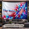 Atletico Madrid FC Personalized Tapestry Support Custom Name, Wall Art Home Decoration