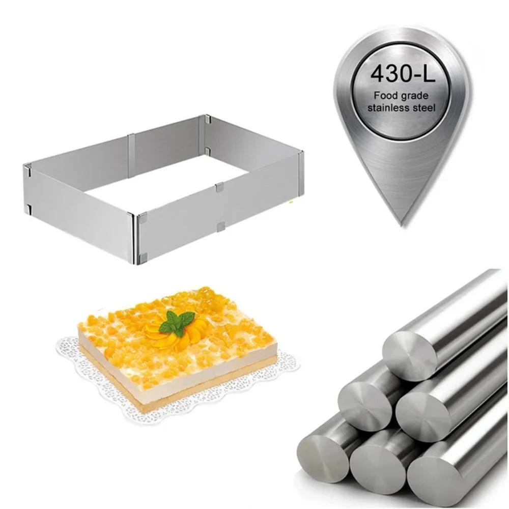 Nastavitelný dortový ráfek Nerezová ocel Čtvercový Obdélníkový Mousse Pečicí ráfky Forma Sušenka Fondán Dortová forma Ráfek          004