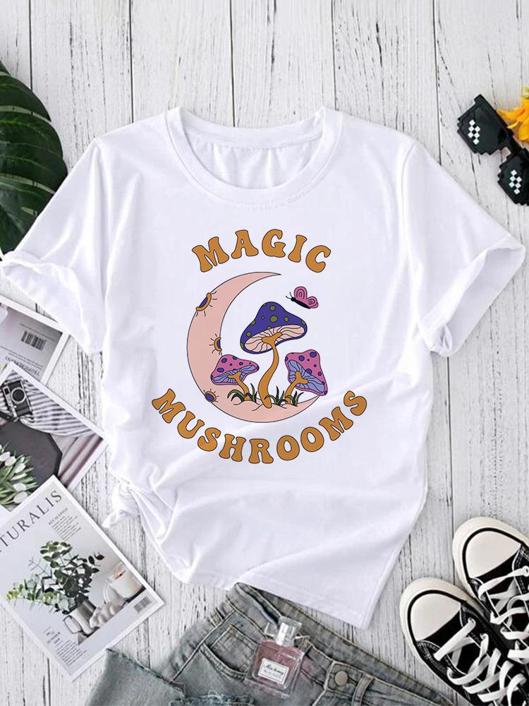 Fashion Printing Cute T-Shirts Women Cartoon Summer Clothing Short Sleeve Tshirts Clothes Graphic Sexy Print Tee T-Shirt Clothes