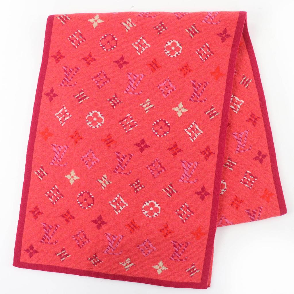 Great LOUIS VUITTON Scarf Echarpe Pop Monogram knit multicolor wool Women M70876 Used