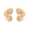 Gold Floral Stud Earrings With Rhinestone Accents Hollow Out Design Women Fashion Jewelry