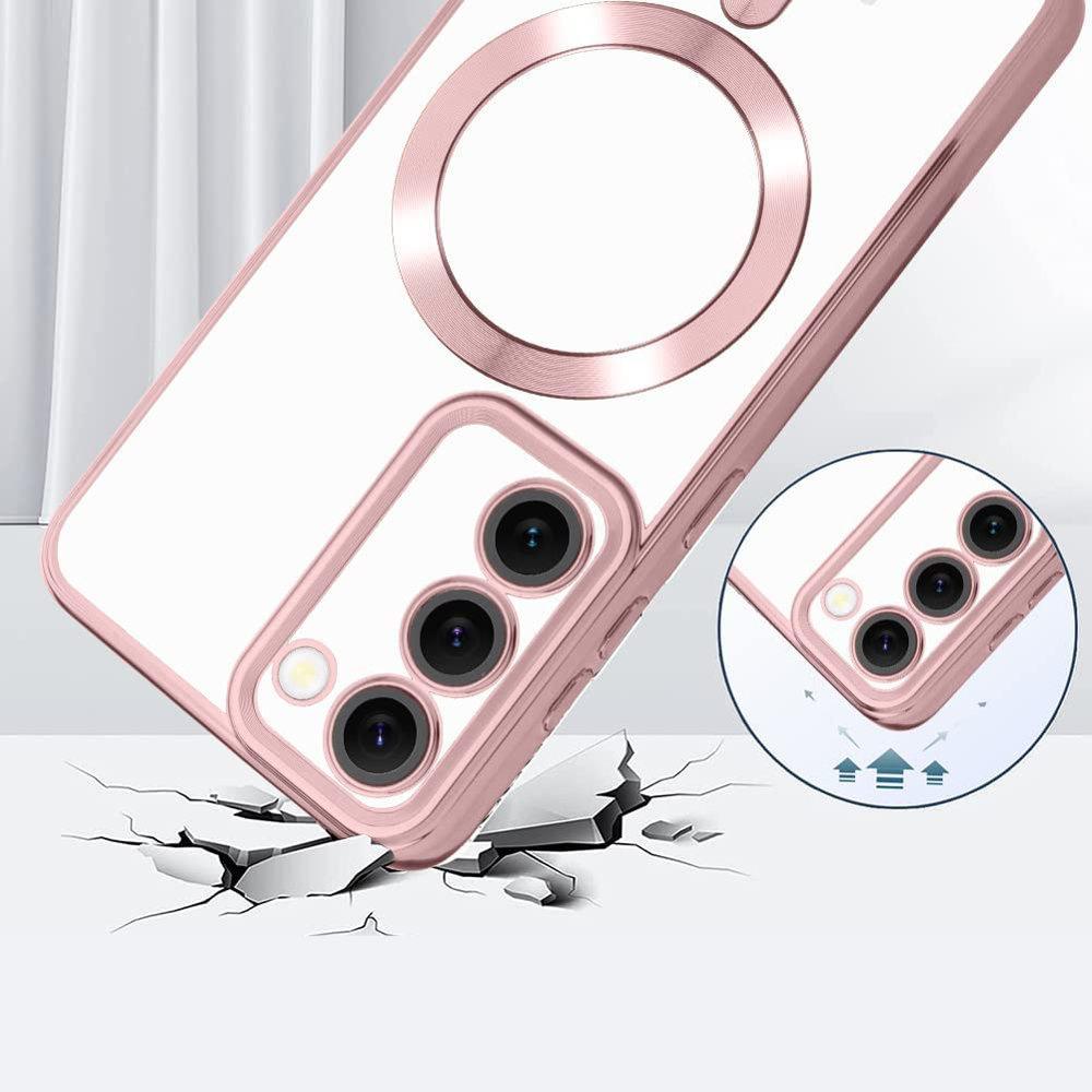 Case for Samsung Galaxy S23 Plus, Electro MagSafe, Pink Rose Gold + Glass Screen Protector