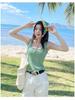 Trendy Square Neck Color Block Camisole with Chest Pads - Summer Hot Item for Inner & Outer Wear